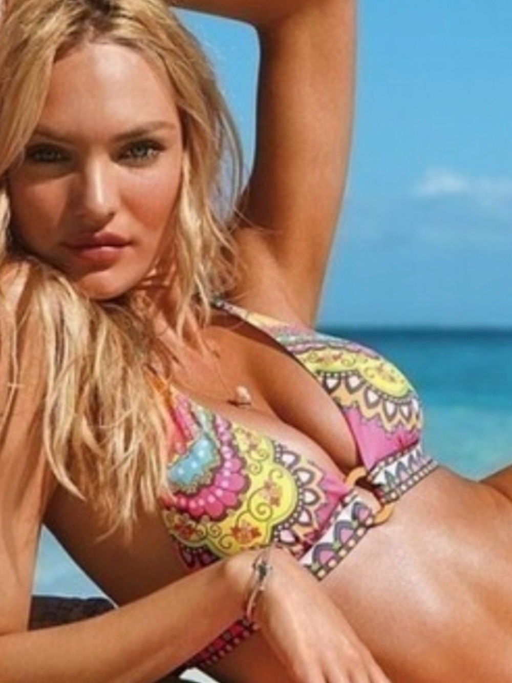 Victoria's Secret Pink Multicolor Paisley Bikini Top SZ SM
